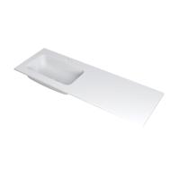 INK Faktor Wastafel Polystone Links met 1 Kraangat - 1400x450x15 mm - Mat Wit - thumbnail