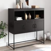 Dressoir 100,5x39x107 cm staal zwart - thumbnail