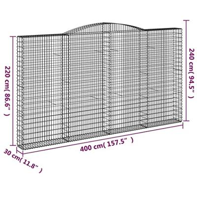 Schanskorven 9 st gewelfd 400x30x220/240 cm ijzer