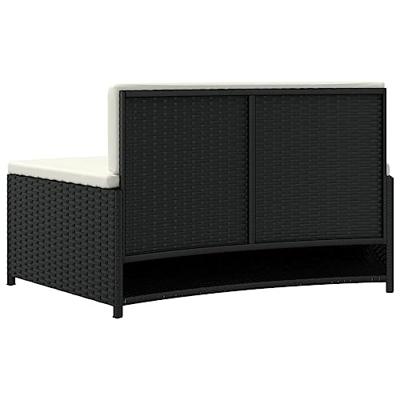 Spa-bankjes met kussens 2 st poly rattan zwart - thumbnail