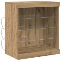 Dressoir artisanaal eikenkleurig 60.5 x 37 x 67 cm Bewerkt hout - thumbnail
