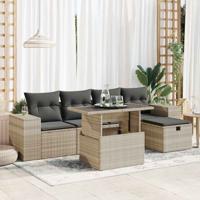 6-delige Loungeset met kussens poly rattan lichtgrijs - thumbnail