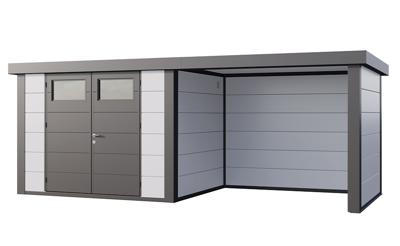 Telluria | Tuinhuis Classico 3024 met Overkapping Lounge Small | Rechts | Wit-Antraciet