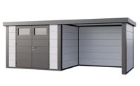 Telluria | Tuinhuis Classico 3024 met Overkapping Lounge Small | Rechts | Wit-Antraciet - thumbnail