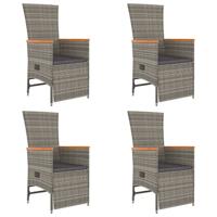 5-delige Tuinset met kussens poly rattan grijs - thumbnail