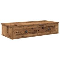 Wandschap met lades 80x31x17 cm bewerkt hout oud houtkleurig - thumbnail