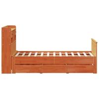 Bed met boekenkast zonder matras grenenhout wasbruin 135x190 cm - thumbnail