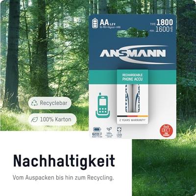 Ansmann DECT maxE HR06 Oplaadbare AA batterij (penlite) NiMH 800 mAh 1.2 V 2 stuk(s)