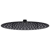 VidaXL Regendouchekop rond 30 cm roestvrij staal zwart - thumbnail