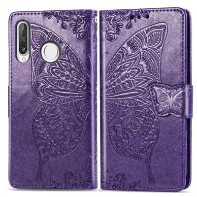 Butterfly Love bloemen reliëf horizontale Flip lederen case voor Huawei P30 Lite/Nova 4e met houder & kaartsleuven & portemonnee & Lanyard (donker p Butterfly Love bloemen reliëf horizontale Flip lederen case voor Huawei P30 Lite/Nova 4e met houder & kaartsleuven & portemonnee & Lanyard (donker p