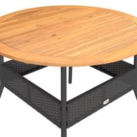 2-delige Loungeset met kussens poly rattan zwart - thumbnail
