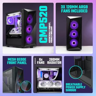 Cooler Master cp520-kgnn-s00 cmp 520 with 3argb fans, atx, midi-tower, window, 3x 120mm rgb