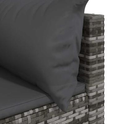 Tuinhoekbanken met kussens 2 st poly rattan grijs - thumbnail