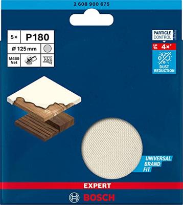 Bosch Accessoires Expert M480 schuurnet voor excenterschuurmachines 125 mm, K180 5-delig - 2608900675 Bosch Accessoires Expert M480 schuurnet voor excenterschuurmachines 125 mm, K180 5-delig - 2608900675