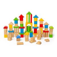 Bigjigs houten gekleurde bouwstenen, 80dlg. - thumbnail