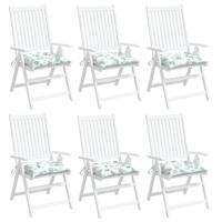 Stoelkussens 6 st 50x50x7 cm stof bladpatroon - thumbnail