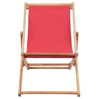Strandstoel inklapbaar stof en houten frame rood - thumbnail