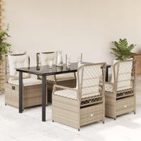 5-delige Tuinset met kussens poly rattan beige - thumbnail