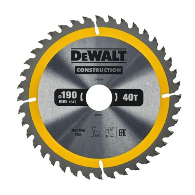 DeWALT Cirkelzaagblad voor Hout | Construction | Ø 190mm Asgat 30mm 40T - DT1945-QZ