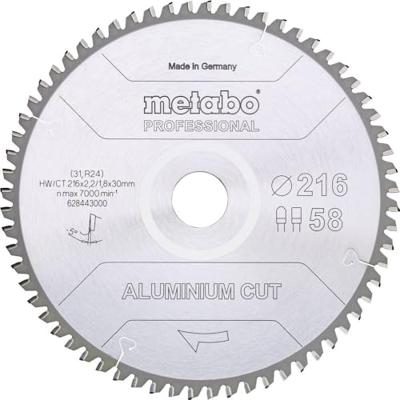 Metabo ALUMINIUM CUT PROFESSIONAL 628443000 Cirkelzaagblad 216 x 30 x 1.8 mm Aantal tanden: 58 1 stuk(s)