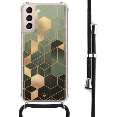 Samsung Galaxy S21 hoesje met koord - Kubus groen