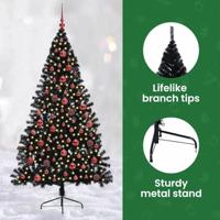 VidaXL Kunstmatig voorverlicht kerstboom met 300 led zwart 180 cm pvc - thumbnail