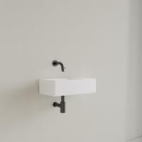 Fontein Gliss Design Freya Solid Marble 40x22x10 cm Zonder Kraangat Rechts Mat Wit - thumbnail