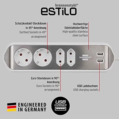 Brennenstuhl BN-1153590420 Estilo Hoekstopcontact 4-voudig Voor Kantoor En Keuken - Wit