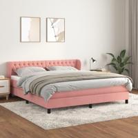 Boxspring met matras fluweel roze 180x200 cm - thumbnail