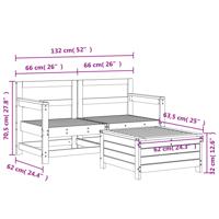 3-delige Loungeset massief grenenhout wit - thumbnail