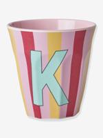 Gestreepte melamine beker LETTER K rice, medium 250 ml meerkleurig - thumbnail