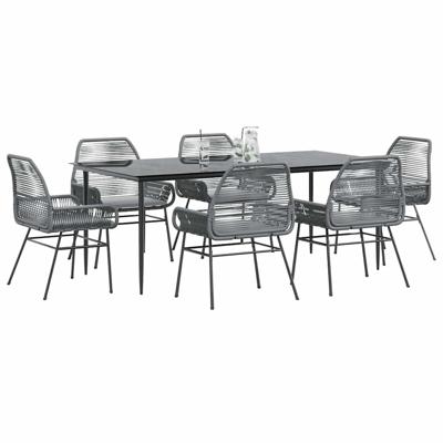7-delige Tuinset met kussens poly rattan glas grijs