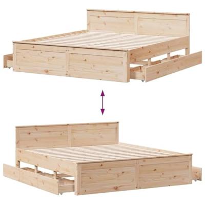 Bedframe zonder matras met hoofdbord grenenhout 200x200 cm