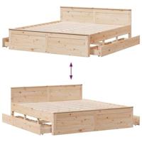Bedframe zonder matras met hoofdbord grenenhout 200x200 cm - thumbnail
