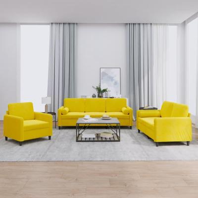 3-delige Loungeset met kussens fluweel geel