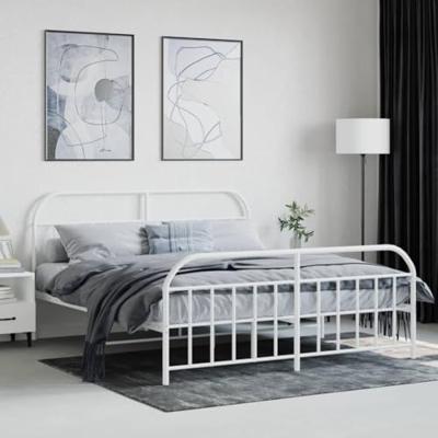 Bedframe met hoofd- en voeteneinde metaal wit 160x200 cm Bedframe met hoofd- en voeteneinde metaal wit 160x200 cm