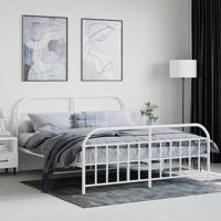 Bedframe met hoofd- en voeteneinde metaal wit 160x200 cm - thumbnail