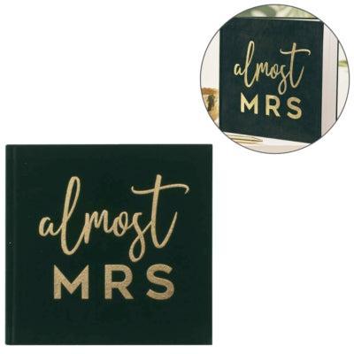 Ginger Ray gastenboek almost mrs velvet groen 21 cm | 10 stuks