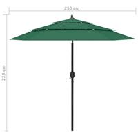 VidaXL Parasol 3-laags met aluminium paal 2,5 m groen - thumbnail