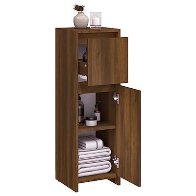 Badkamerkast 30x30x95 cm bewerkt hout bruin eikenkleur - thumbnail