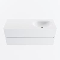 MONDIAZ VICA 120cm badmeubel onderkast Talc 2 lades. Wastafel MOON rechts 1 kraangat, kleur Talc. - thumbnail