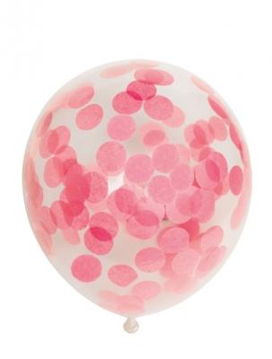 Globos Confetti ballonnen papieren confetti baby roze 30cm, 6st.