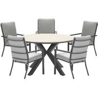 Garden Impressions Senja tuinset 6delig donker grijs - Tulli tuintafel - thumbnail