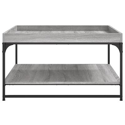 Salontafel 80x80x45 cm bewerkt hout en ijzer grijs sonoma eiken
