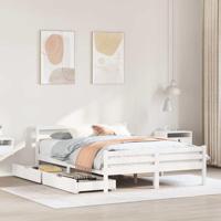 Bedframe zonder matras massief grenenhout wit 150x200 cm - thumbnail