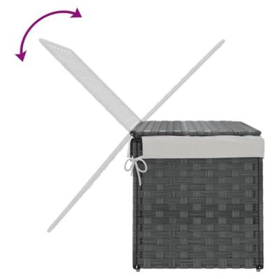 VidaXL Wasmand met deksel 55,5x35x34 cm poly rattan grijs - thumbnail