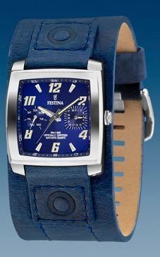 Horlogeband Festina F16182-4 Onderliggend Leder Blauw 22mm Horlogeband Festina F16182-4 Onderliggend Leder Blauw 22mm