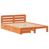 Bedframe zonder matras massief grenenhout wasbruin 120x200 cm - thumbnail