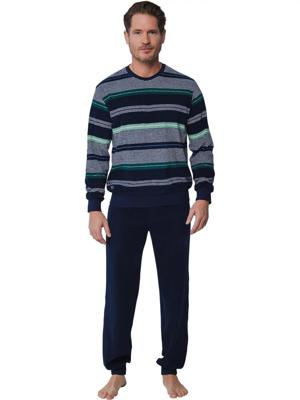 Pastunette Heren katoenen pyjama met lange mouwen - Blauw - Maat S