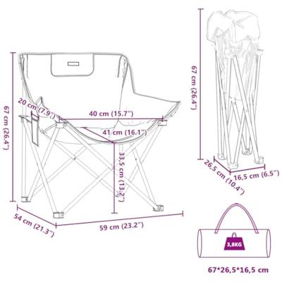 Campingstoelen 2 st met vakje inklapbaar zwart - thumbnail